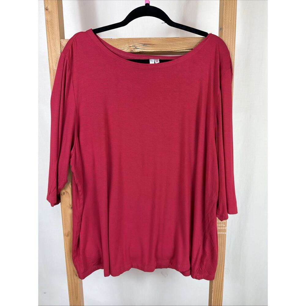 NWT Kleen Red Scoop Neck 3/4 Sleeve Top #1150 2X